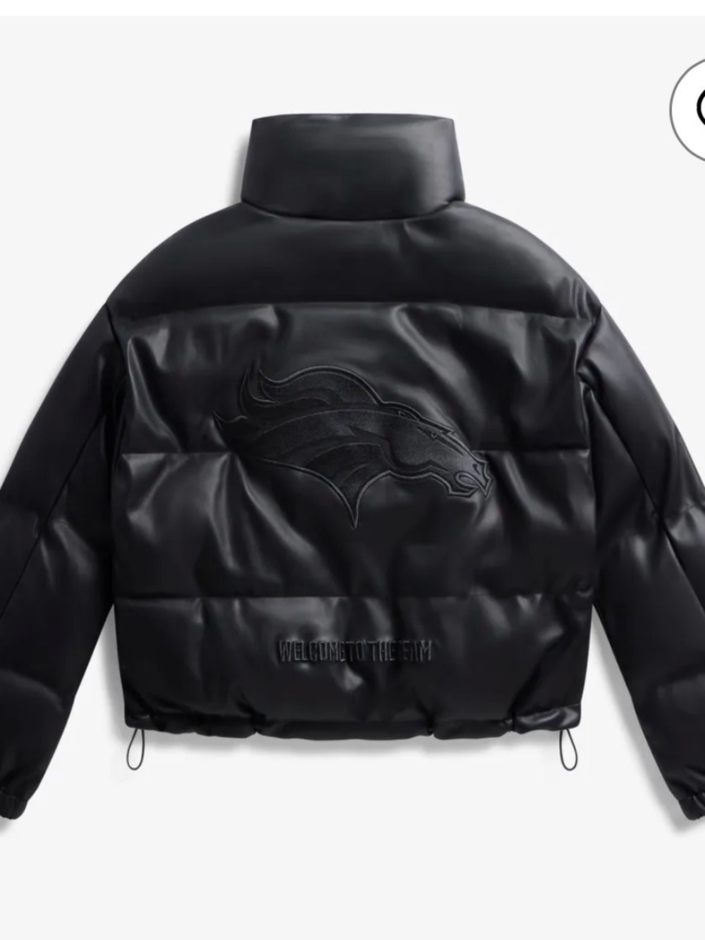 Denver Broncos Offseason Black Faux Leather Puffer Jacket Women’s Small NFL